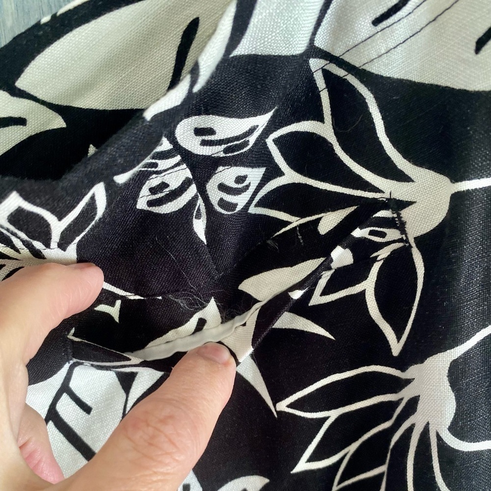 David Brooks Black and Cream Linen Blend Pants - Picture 4 of 11